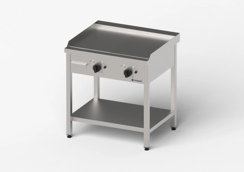 Płyta grillowa elektryczna, gładko-ryflowana, Gredil, 800x700x850 mm, P 8.1 kW, U 400 V