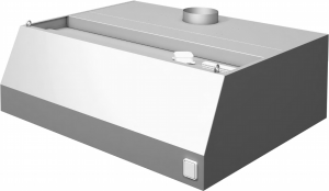 Okap przyścienny trapezowy wym. 4300x800x450 mm Stalgast model 207, wyciągowy, bez łapaczy, bez oświetlenia, dwumodułowy