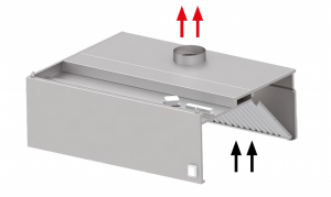 Okap przyścienny skrzyniowy wym. 3500x700x450 mm Stalgast model 206, wyciągowy, bez łapaczy, bez oświetlenia, dwumodułowy 