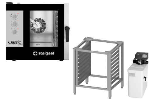 Zestaw Piec konwekcyjno-parowy 7xGN1/1 manualny ClassicCook 10,2 kW/400V + podstawa + zmiękczacz