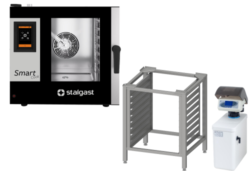 Zestaw Piec konwekcyjno-parowy 7xGN1/1 dotykowy SmartCook 10,2 kW/400V + podstawa + zmiękczacz