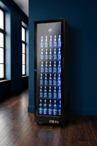 Szafa chłodnicza przeszklona czarna RQ380FC | 552x610x1918 mm | 380 l