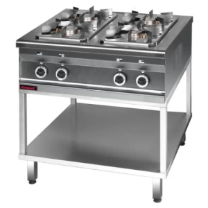 Kuchnia gazowa 4-palnikowa na podstawie otwartej z półką 3x3,5kW + 1x2,5kW 000.KG-4s.T Kromet