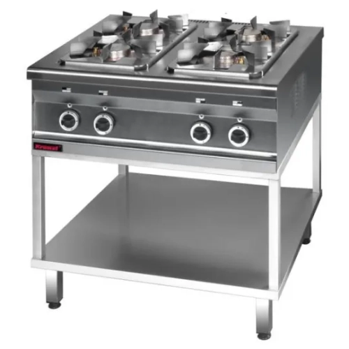 Kuchnia gazowa 4-palnikowa na podstawie otwartej z półką 3x3,5kW + 1x2,5kW 000.KG-4s.T Kromet