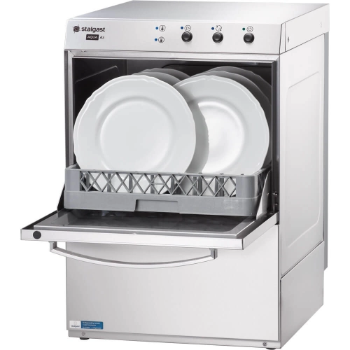 Zmywarka uniwersalna (zmywarko-wyparzarka) z pompą zrzutową, 2 dozowniki, kosz 500 zasilana 230 lub 400V Stalgast 801507