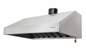 Okap przyścienny wyciągowy skośny z łapaczami tłuszczu i wentylatorem, wym. 1500x700x400mm Haspol model H-OP.1500S