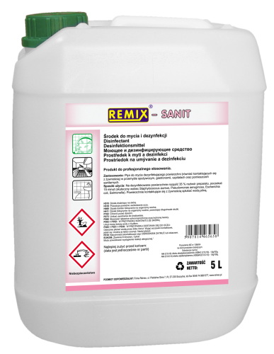 Koncentrat do mycia i dezynfekcji sanitarnej, kwaśny SANIT 5 L Remix