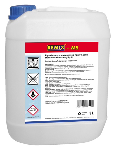 Płyn do mycia w zmywarkach (myjący) 5L Remix MS 