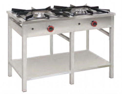 Taboret (trzon) gazowy z półką 2-palnikowy 14,0kW z palnikiem zapalającym TGP 214.III firmy EGAZ 1150x600x850mm