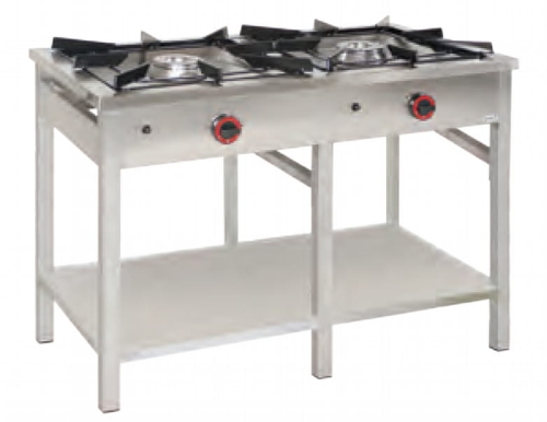 Taboret (trzon) gazowy z półką 2-palnikowy 15,0kW z palnikiem zapalającym TGP 217.III firmy EGAZ 1150x600x850mm