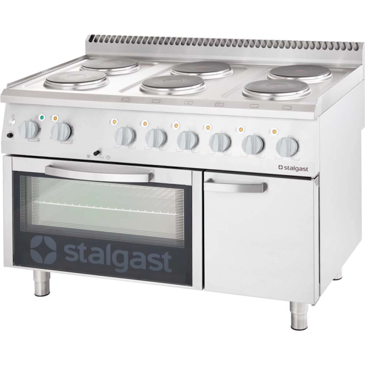 Kuchnia elektryczna 6-polowa 15,6kW z piekarnikiem elektrycznym statycznym 7kW/400V  Stalgast 9718000