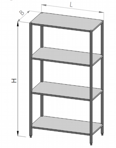 Regał nierdzewny spawany 4-półkowy E3210 800x500x1800 EGAZ  
