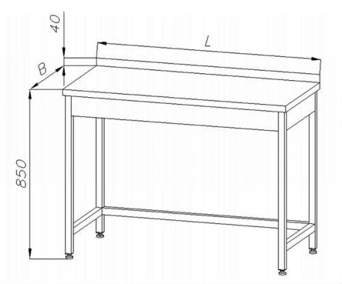 Stół roboczy nierdzewny, 4 nogi E1030 1000x600x850 EGAZ 
