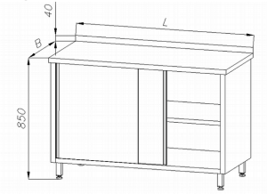 Stół - szafka nierdzewna drzwi suwane E1100 1000x600x850 EGAZ 