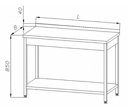 Stół nierdzewny z półką, 4 nogi E1040 1000x600x850 EGAZ 