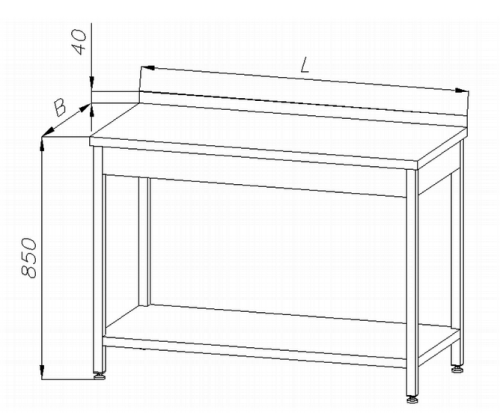 Stół nierdzewny z półką, 4 nogi E1040 1200x600x850 EGAZ  