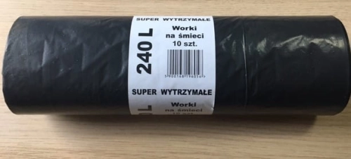  Worki na śmieci 240L czarne 10 sztuk  
