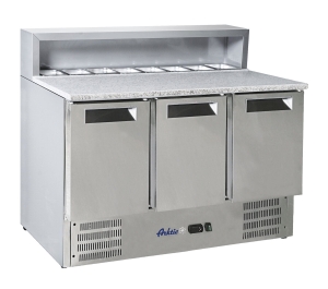 Stół chłodniczy 3-drzwiowy z nadstawą i blatem granitowym | Hendi 236215