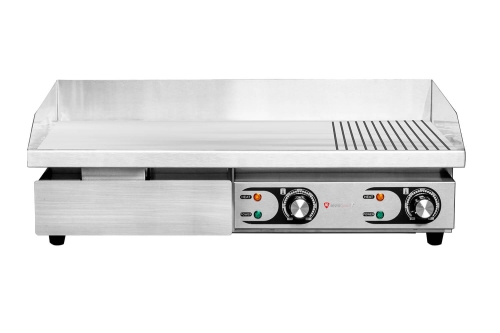 Płyta grillowa elektryczna | 2/3 gładka 1/3 ryflowana | nastawna | 2,2 + 2,2 kW | 730x440x250 mm | RQEG820-2