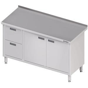 stół przyścienny z blokiem dwóch szuflad (L),drzwi skrzydłowe 1100x600x850 mm Stalgast 980326110