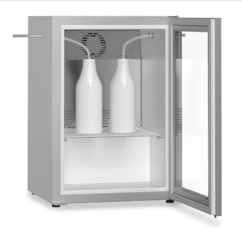 Profesjonalna witryna chłodnicza do mleka do zabudowy pod blat, srebrna LIEBHERR model FKv 503 H48