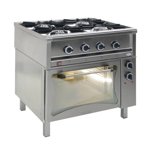 Kuchnia gazowa 4-palnikowa z piekarnikiem elektrycznym i pilotem 24,1kW 900x700x850 mm, TGP 4720/PKE-1