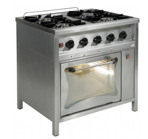 Kuchnia gazowa 4-palnikowa z piekarnikiem gazowym i pilotem 27,6kW, 900x900x850mm TGP 424/PG-1 