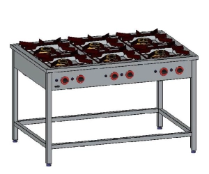 Kuchnia gazowa 6-palnikowa z pilotem  32,5kW TGP 6732.II EGAZ 1300x700x850mm