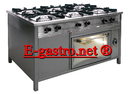 Kuchnia gazowa 6-palnikowa z piekarnikiem gazowym i pilotem 32,5kW  TGP 632/PG-1 EGAZ (1330x900x850mm)