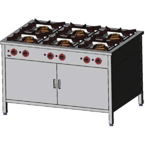 Kuchnia gazowa 6-palnikowa z szafką i pilotem 35,5kW TGP 6737.IV EGAZ 1300x700x850mm