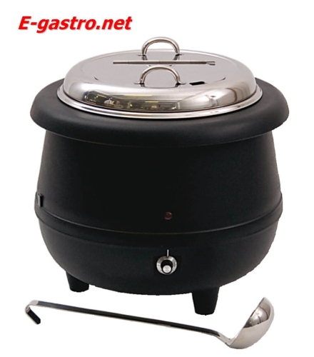 Kociołek elektryczny do zup, czarny i nierdzewny z chochlą, poj. 10 L Stalgast 432101