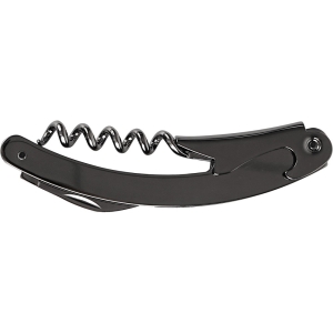 Otwieracz, korkociąg kelnerski, czarny, zakrzywiony, 3-funkcyjny