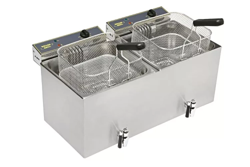 Podwójna frytkownica elektryczna z kranem 2x12l. 2x6,4kW Roller Grill MF 120 DR