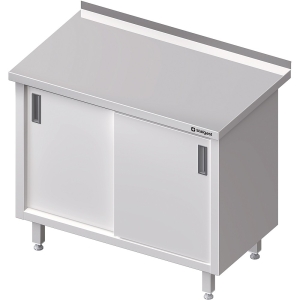 Stół stalowy z drzwiami suwanymi, przyścienny, spawany, 1200x700x850 mm