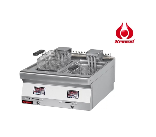 Frytkownica elektryczna, nastawna, dwukomorowa 2x8 l z elektronicznym sterowaniem 700.FE-2x10f.A Kromet
