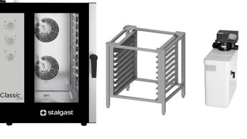 Zestaw Piec konwekcyjno-parowy 11xGN1/1 manualny ClassicCook 10,2 kW/400V + podstawa + zmiękczacz