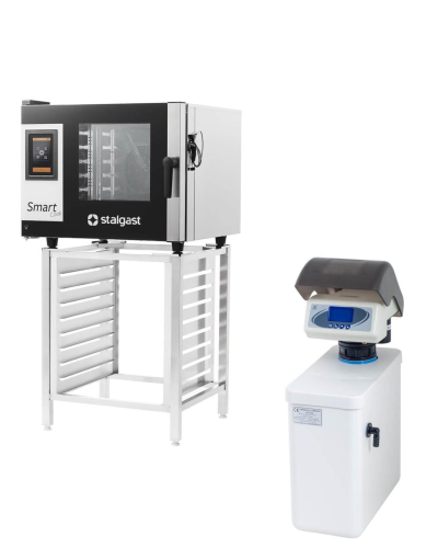 Zestaw Piec konwekcyjno-parowy 5xGN1/1 dotykowy SmartCook 7,75kW/400V + podstawa + zmiękczacz