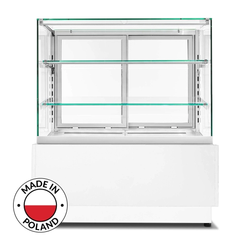 Witryna cukiernicza chłodnicza Dolce Visione Premium Breve 1300 | wnętrze ze stali nierdzewnej | wersja obniżona | 1300x670x1110+/-10 mm
