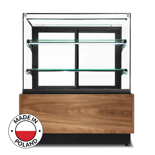 Witryna cukiernicza chłodnicza Dolce Visione Premium Breve 1300 | podświetlany cokół | wersja obniżona | 1300x670x1110+/-10 mm