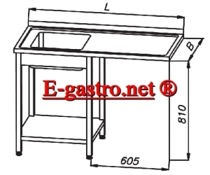 Stół ze zlewem i miejscem na zmywarkę firmy EGAZ