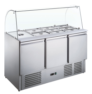 Stół chłodniczy 3 drzwiowy sałatkowy z nadstawą szklaną, V 368 l