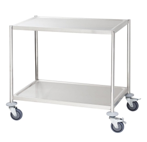 Wózek kelnerski ze stali nierdzewnej bez rączek, skręcany, 2-półkowy, płaski Premium