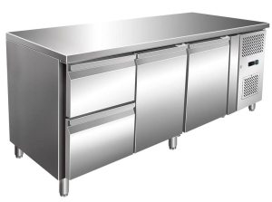 Stół chłodniczy 2 drzwiowy  z szufladami, agregat po prawej stronie
