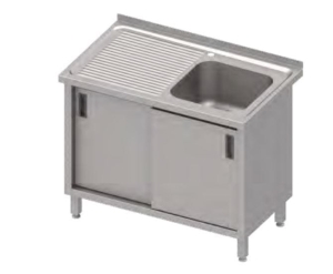 Stół ze zlewem 1-komorowym drzwi suwane prawy STALGAST