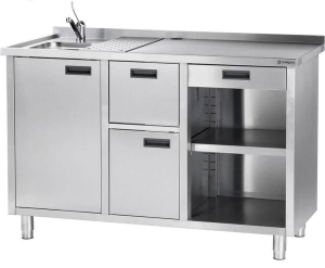 Stół pod ekspres do kawy z ociekaczem i umywalką Stalgast 486710