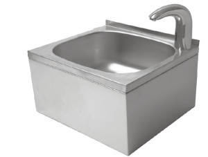 Umywalka zabudowana, nierdzewna z baterią elektroniczną 470x410x255 model N 01/EU2