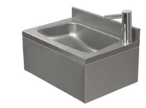 Umywalka zabudowana, nierdzewna z baterią elektroniczną z mieszaczem 500x350x220 model PE 53/EHU_1BR