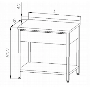 Stół nierdzewny z 1 szufladą i półką firmy EGAZ