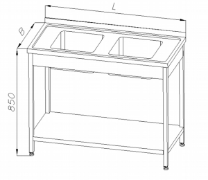 Stół ze zlewem 2-komorowym i półką E2240 EGAZ