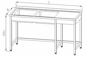Stół ze zlewem 2-komorowym na 6 nogach E2235 EGAZ